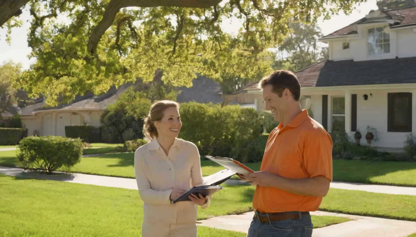 A homeowner reviewing a written tree quote with a local provider in the Oviedo area