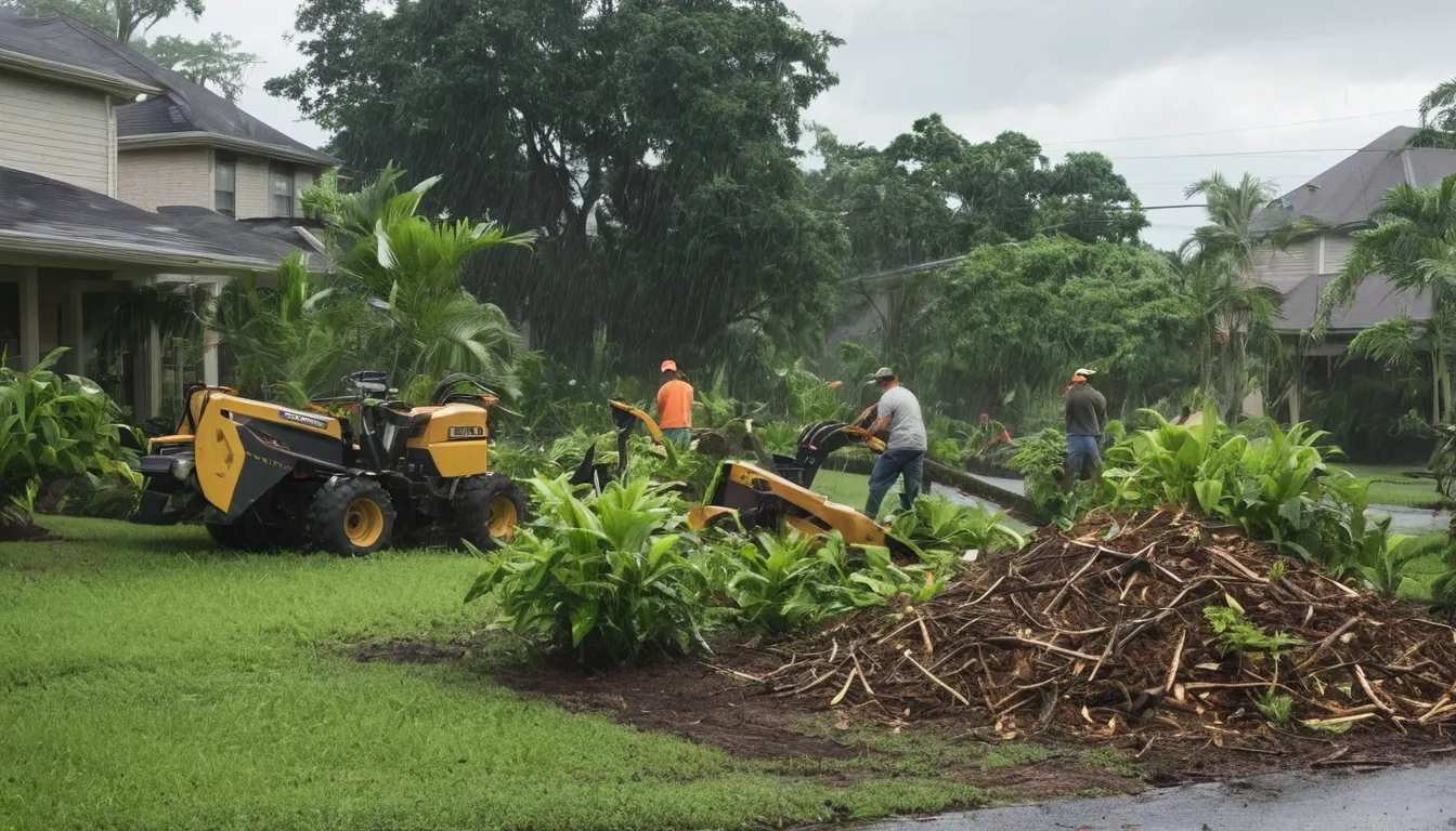 A storm-damaged tree being cleared from a yard in Oviedo